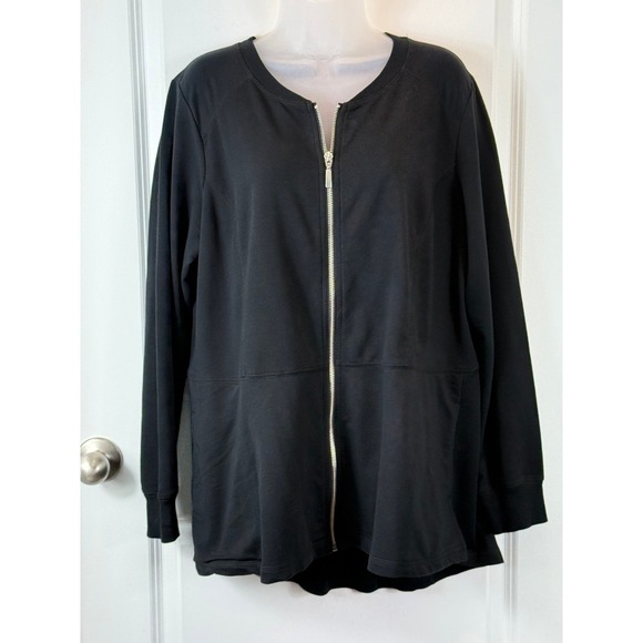 d&co denim + company Sweaters - Denim Company Black Full Zip Cardigan Jacket Womens L Long Sleeve Large